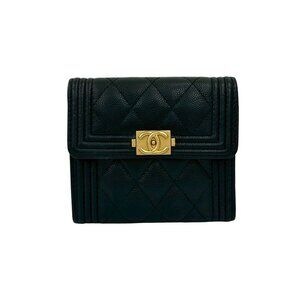 CHANEL Black Caviar Leather Wallet
